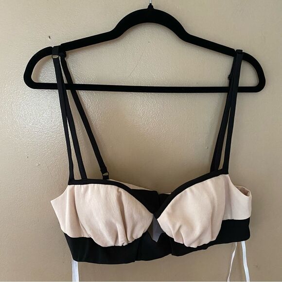 Auteur contrast balcony top blush black bra camisole bustier Revolve XL NWT - Picture 9 of 11